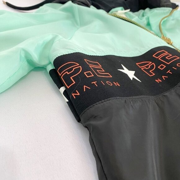 PE NATION X H&M BLACK MINT ZIP UP HOODED LIGHTWEIGHT TRACK JACKET - S - Picture 9 of 12